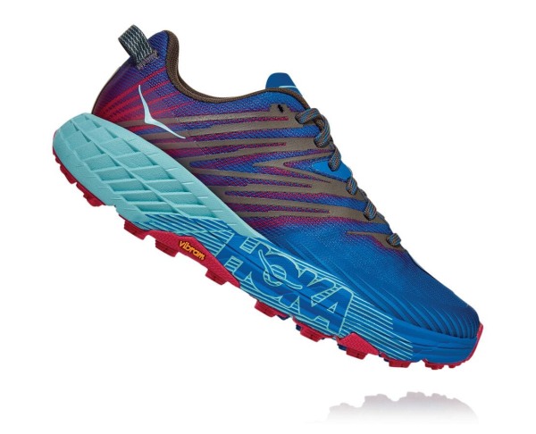 Hoka One One Speedgoat 4 Womens UK - Royal / Pink Peacock Trail Running Shoes - ZBDKV3912